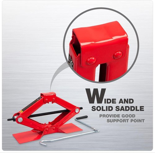 BIG RED T10152 Steel Scissor Lift Jack - 1.5 Ton Capacity Car Kit in Red