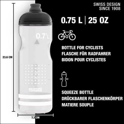 Sigg - Soft Bike Water Bottle - Pulsar Transparent White - Squeezable - Dishwasher Safe - Lightweight - Leakproof - BPA Free - White 25 Oz