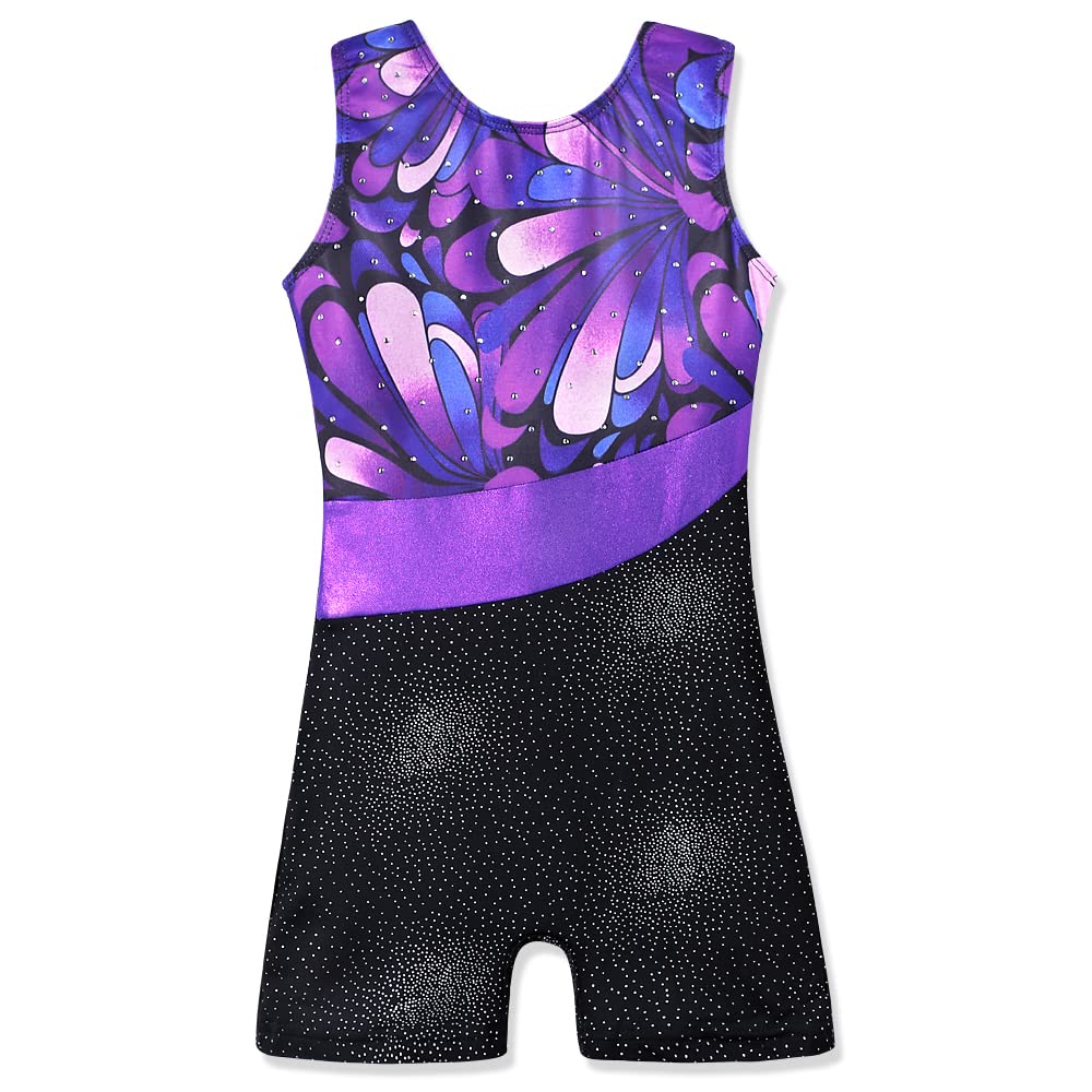 HOZIY Leotards for Toddlers Girls Gymnastics 4t 5t Child Purple Biketard Unitards
