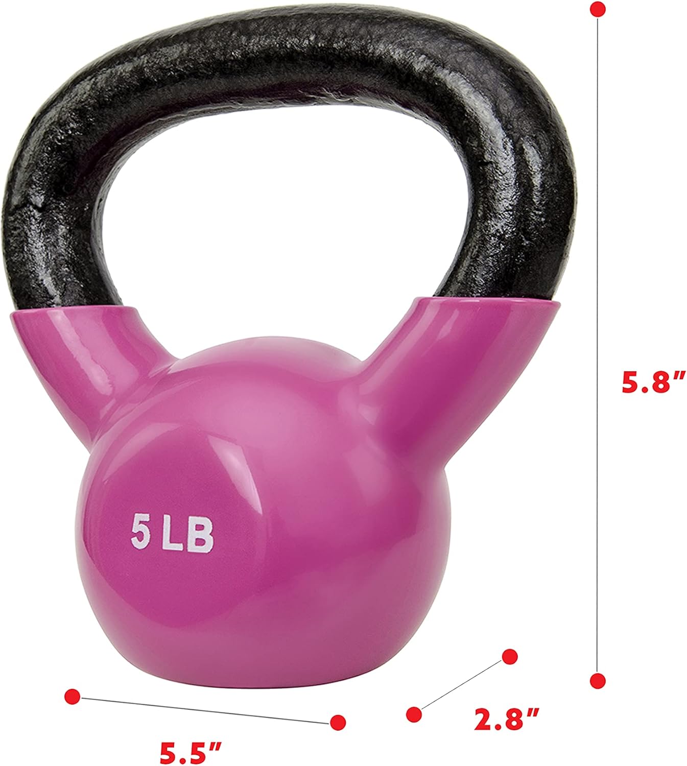 Sunny Health & Fitness Vinyl Coated Kettlebell - Ideal for Strength Training & Swinging | Available in 5-25 Pounds