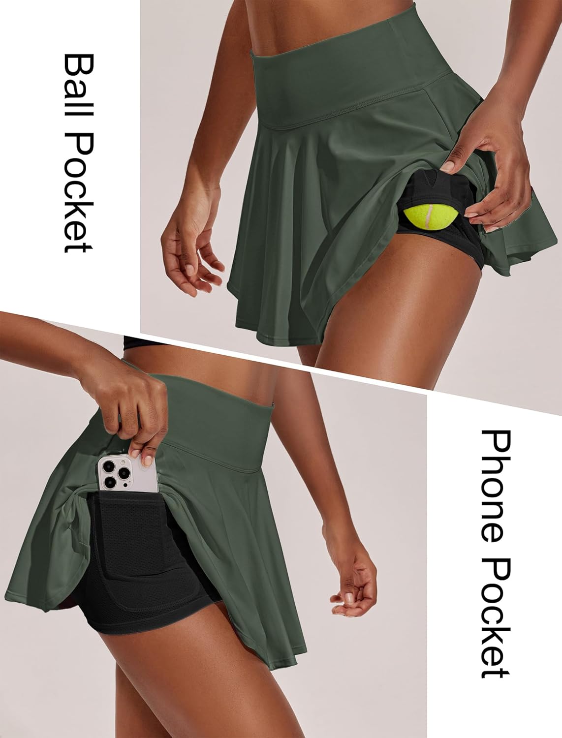PINSPARK Women's Tennis Skirt - Pleated High Waisted Golf Skort with Pockets for Active Workouts