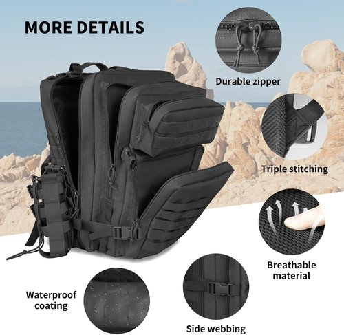 Highland Assault 45L Tactical Backpack - Large Army Pack for Outdoor Camping & Hiking | Black