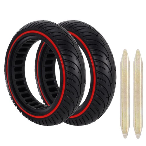 RUTU 8.5x2 Inch Solid Tire for Xiaomi m365 Electric Scooter for m365 pro/gotrax gxl V2/gotrax XR, 50/75-6.1 Scooter Wheels 8 1/2'' Front or Rear Replacement Solid Tires, Red 2 Pack