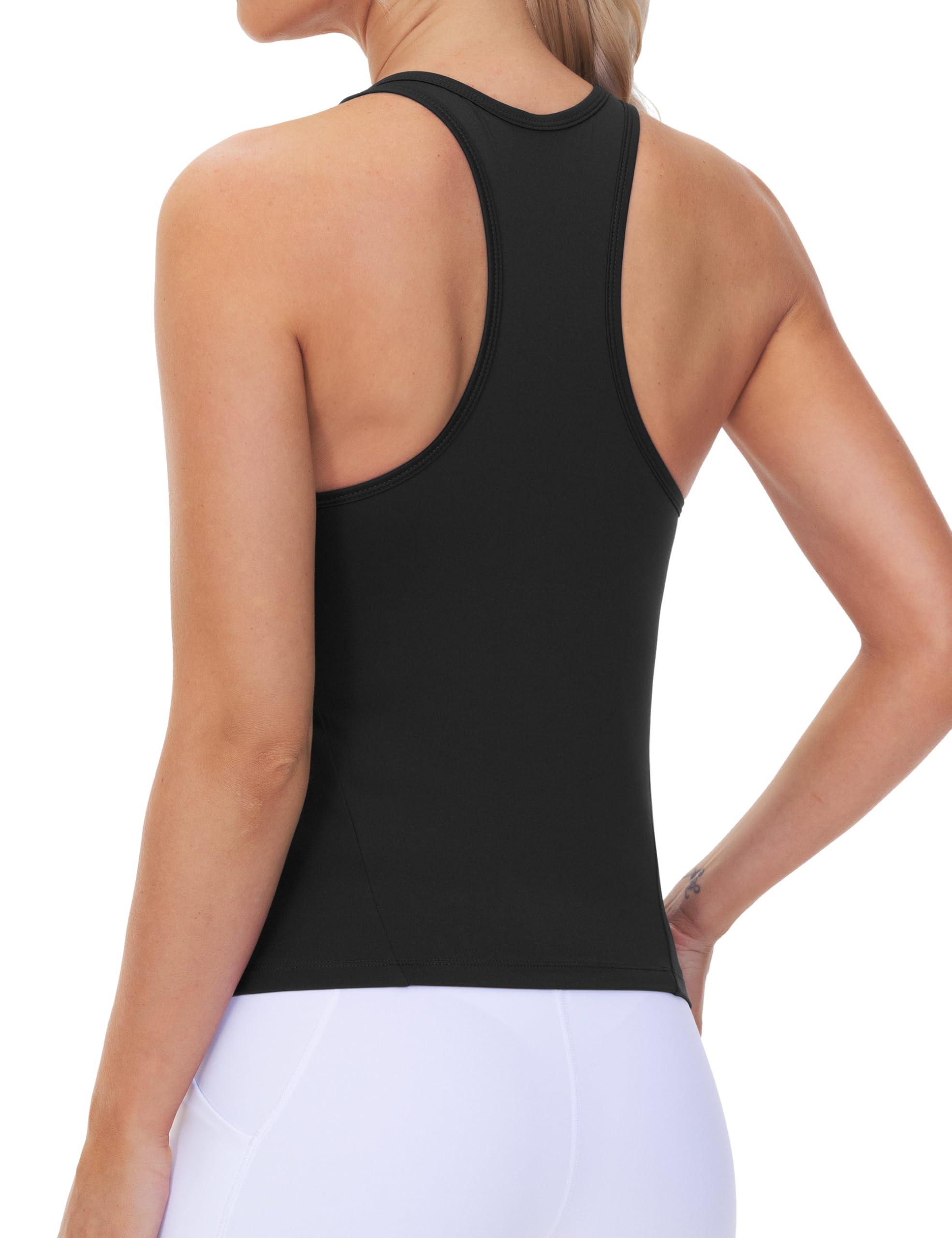 THE GYM PEOPLE Racerback Workout Tank Tops for Women Slim Fit Sleeveless Basic Athletic Running Yoga Shirts Black