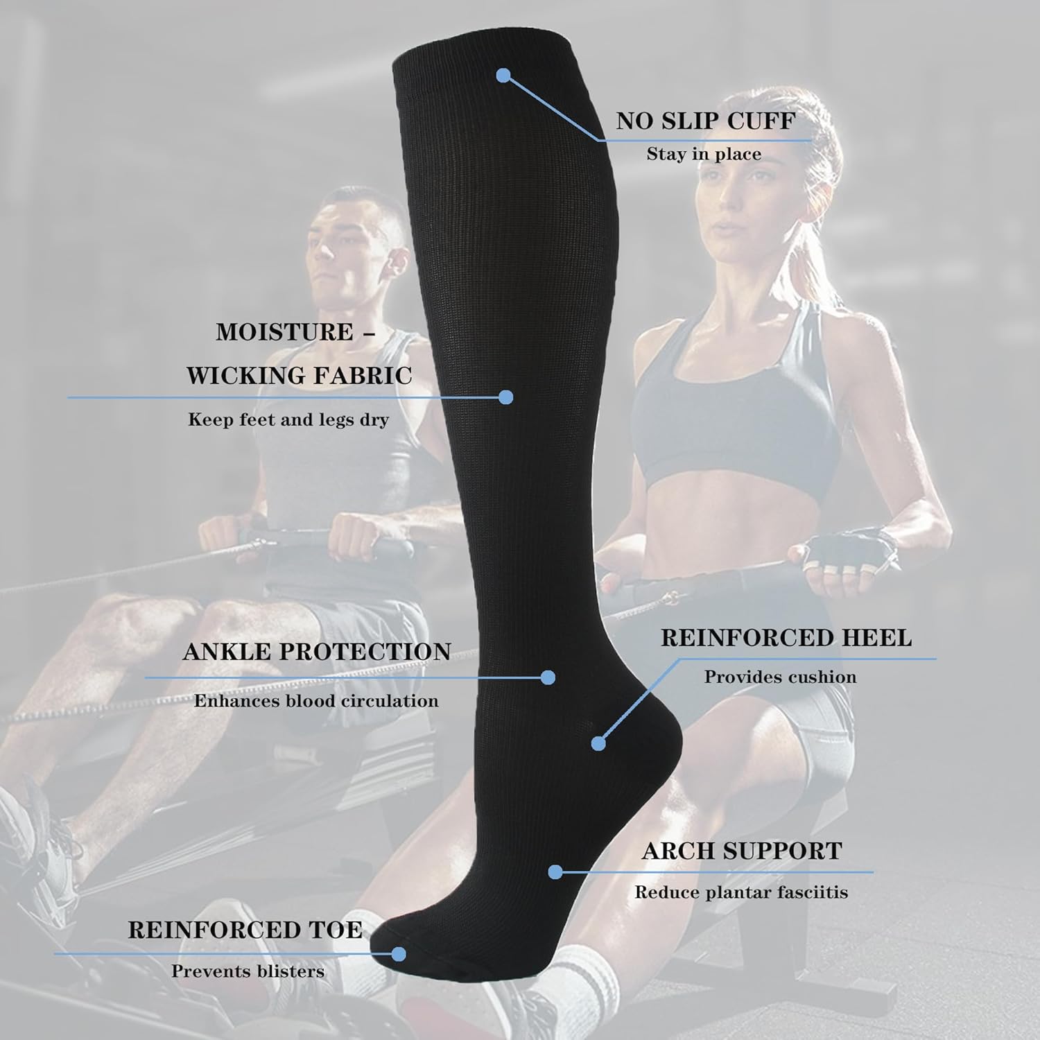 Skiennix Compression Socks - 20-30 mmHg Support for Men & Women | Ideal for Running, Hiking & Recovery