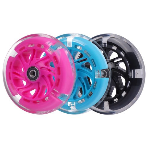Gladeer 120mm Light Up Flashing Scooter Front Replacement Wheels w/Bearings for Kids 3-Wheeled Kick Scooters (Pink)