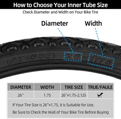 Hapleby Premium Bike Tubes - Compatible with 26 Inch Tires | Durable Inner Tubes with Schrader Valve (2PCS)