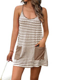 Fisoew Womens Tennis Dress Romper with Built-In Shorts - A-Brown, Medium