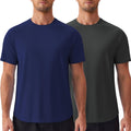 PINSPARK Men's UPF 50+ Sun Protection Swim Shirts - Quick Dry Short Sleeve Athletic Rash Guards