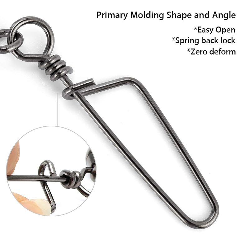 Dr.Fish 30 Pack Barrel Swivels, Stainless Steel Snap Crimps Lure Leader