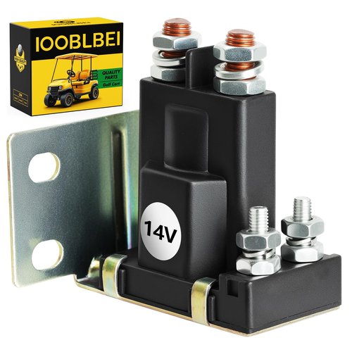 IOOBLBEI EZGO 14V Golf Cart Solenoid Compatible 4 Terminal for EZGO TXT 1994-up Gas Starter Continuous Duty Solenoid Switch Repair Replace OEM 27153G01, 612813