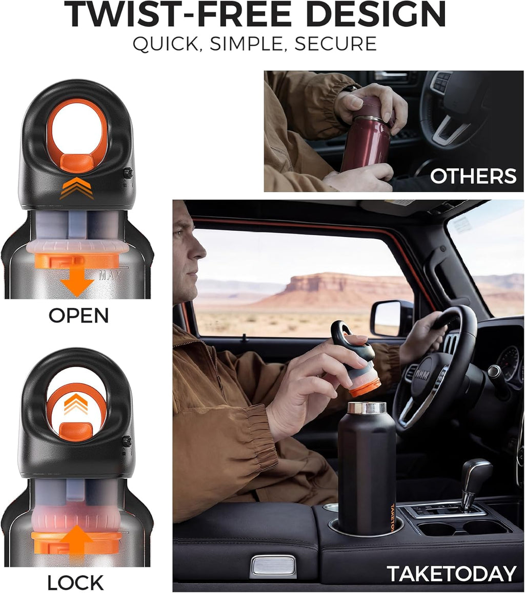 TakeToday Travel Water Bottle - Collapsible & Insulated Design for Easy Portability