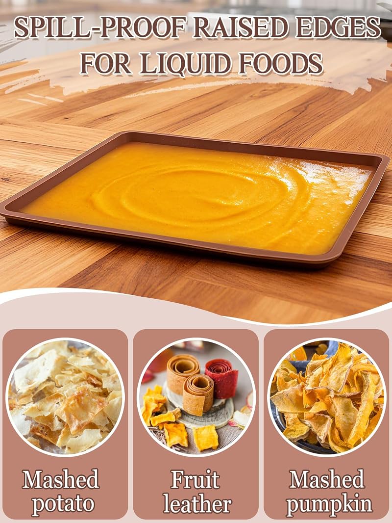 6Pcs Silicone Food Dehydrator Sheets with Edge, Non-Stick Tray Liner - 13.7" x 13.7" (Variation: 6pcs)