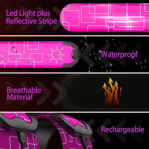 2 Pack LED Armband - Rechargeable Running Lights with Reflective Gear, High Visibility LED Wristband Lights