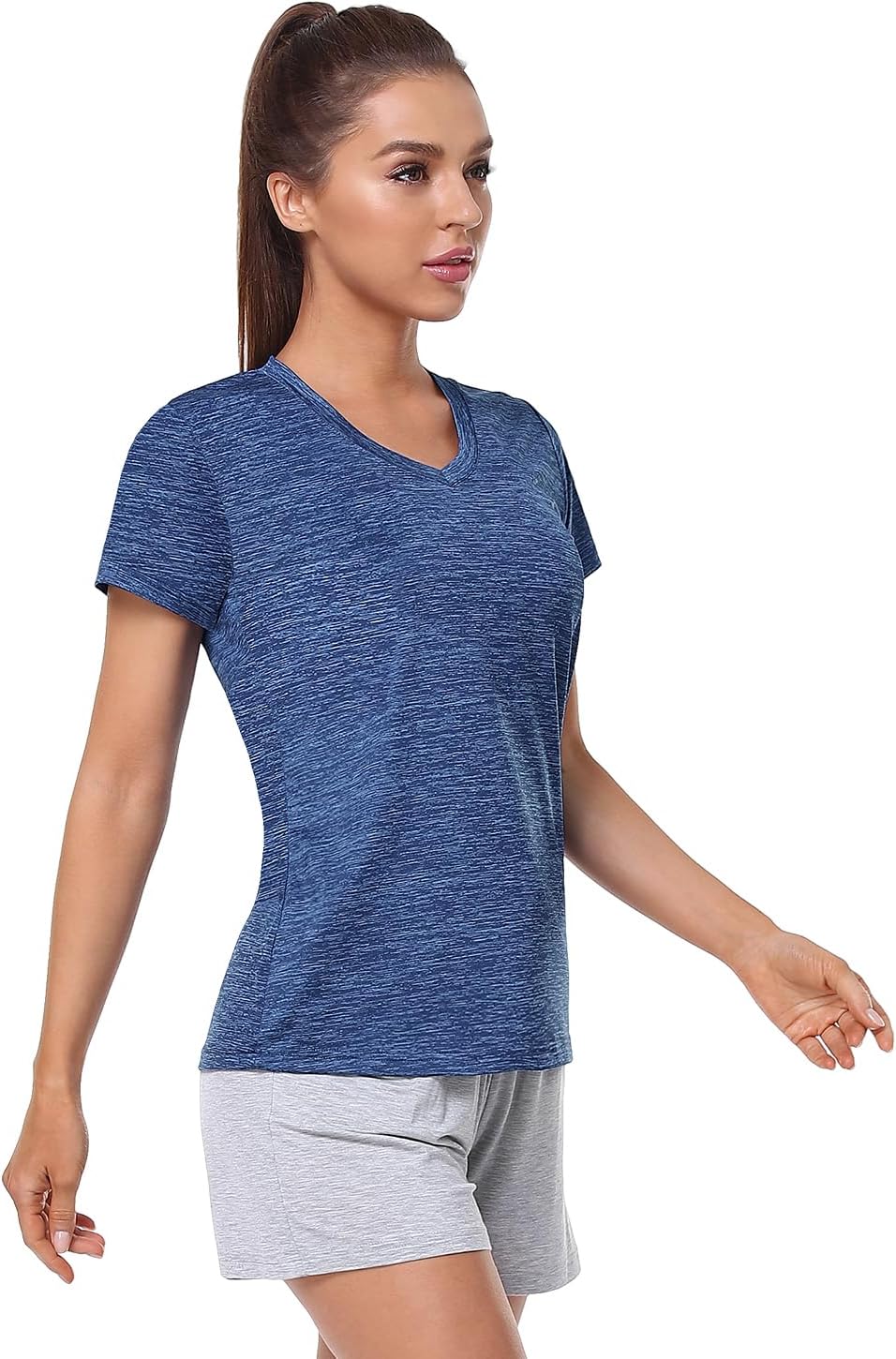 Xelky Women's Dry Fit T-Shirts - Moisture-Wicking Athletic V-Neck Tops | 3-4 Pack Activewear