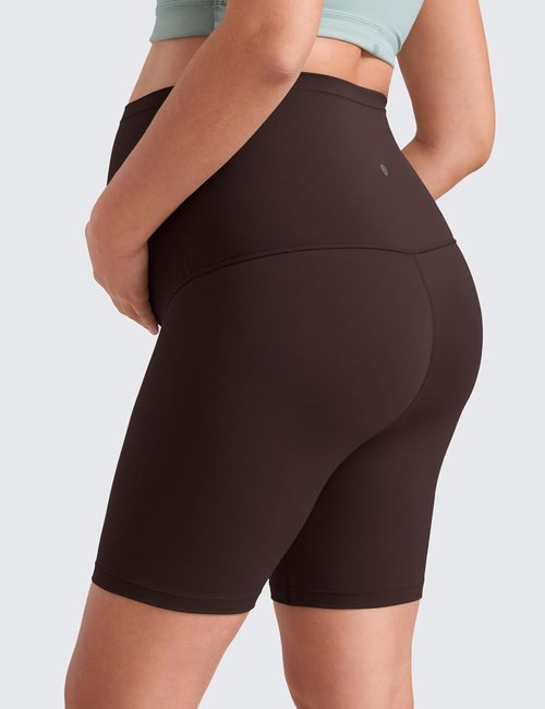 CRZ YOGA Maternity Biker Shorts - Buttery Soft Over The Belly Activewear for Women | 6-Inch Length