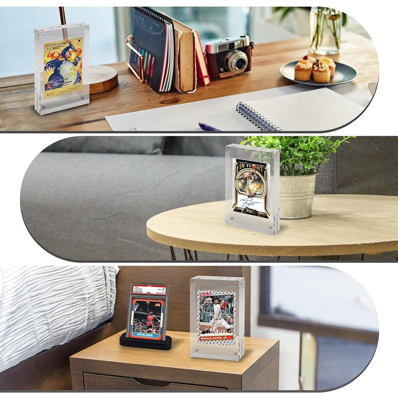 Trading Card Holder Self-Stand Display Case - 21mm Thick, Clear Acrylic (1-Slot)