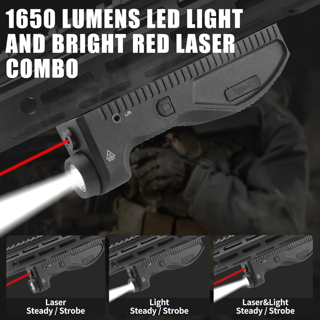 ZBULAR 1650 Lumens Flashlight with Strobe Function & Red Laser Sight - USB-C Rechargeable