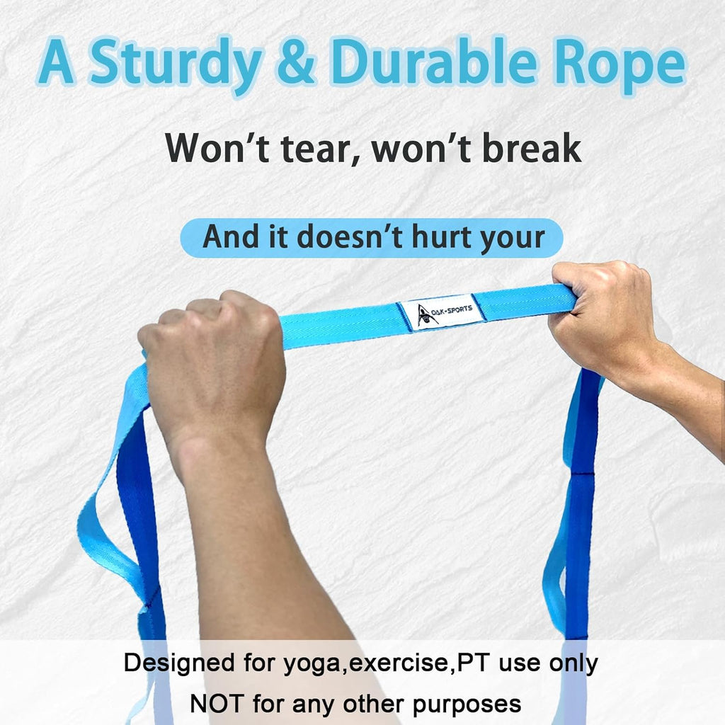 Skiennix Stretching Strap - Non-Elastic Yoga Strap with Loops for Physical Therapy & Pilates | Workout Guide Included