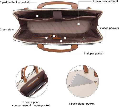 CLUCI Leather Briefcase - Stylish 15.6 Inch Laptop Bag for Women | Versatile Work & Shoulder Handbag
