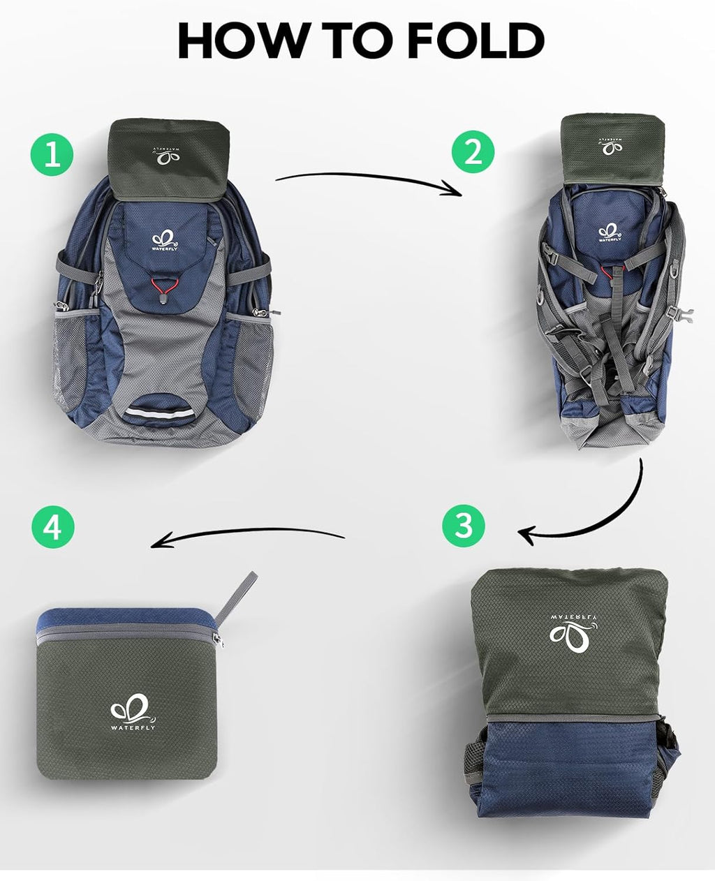 WATERFLY Lightweight 30L Packable Hiking Backpack - Ultralight Travel Daypack for Men & Women