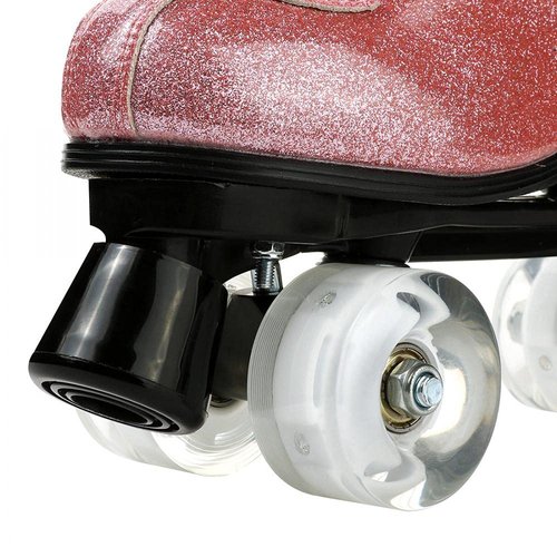 Roller Skates for Women Men Shiny PU Leather High-top Roller Skate Shoes for Beginner Classic Double-Row Roller Skates, Indoor Outdoor Roller Skates (Crystal Pink Flash Wheels,41)