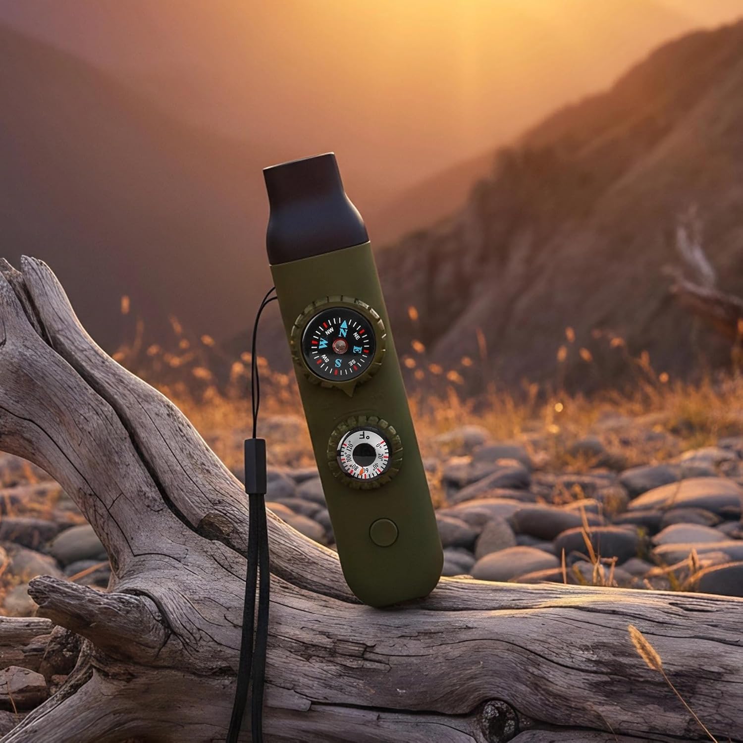 Survivor Multifunctional Emergency Whistle for Kids - Compass, Thermometer & Neck Lanyard | Essential Safety Gear for Hiking, Camping & Outdoor Adventures