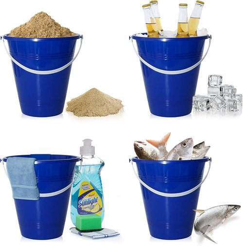 Holady Large Sand Beach Buckets - Fun Water Pails for Summer Parties | 4 Pack