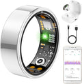 Skiennix Smart Ring - Health Tracker for Men & Women | Heart Rate, Blood Oxygen, Sleep Monitor | IP68 Waterproof (Silver, Size 11)