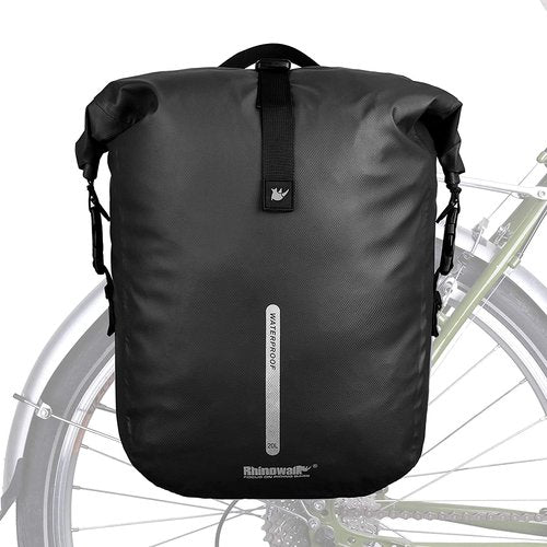 Rhinowalk Bike Pannier Bag Waterproof Rack Bicycle Bag 18L Bike Bag Shoulder Bag Laptop Pannier Backpack Professional Cycling Accessories-Black