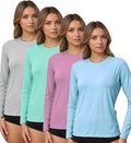 Kinglaman Rash Guard for Women - UPF 50+ Long Sleeve Swim Shirt for Sun Protection | 4 Pack