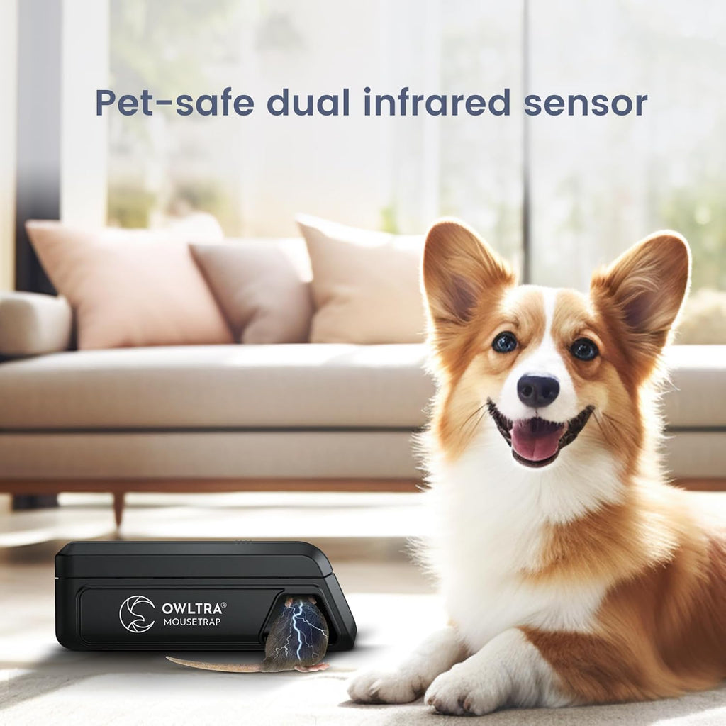 OWLTRA Indoor Electric Mouse Trap - Instant Rodent Zapper with Pet-Safe Trigger | Compact Black Design