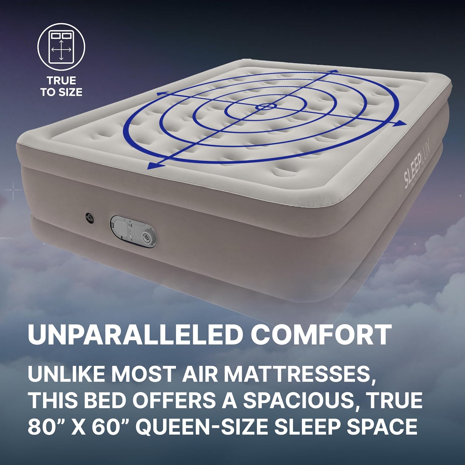 SLEEPLUX Dream Luxury Queen Air Mattress - Dual Pump, 20” Double-High Design for Guests & Camping
