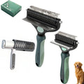 Skiennix 3-in-1 Dog Deshedding Brush - Grooming Tool with Undercoat Rake & Dematting Comb | Peacock Green