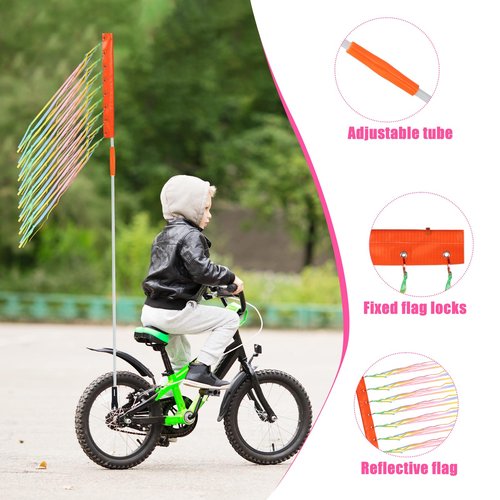 NQEUEPN Bike Flag, Adjustable Bicycle Flag with Pole for Safety Reflective Waterproof Warning Flag for Mobility for Tricycle Go Kart ATV (Light Gradient)