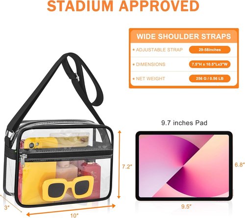 MAY TREE Clear Stadium Bag - Stylish Messenger for Concerts & Sports Events | Durable & Lightweight