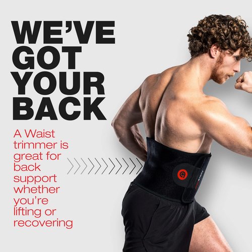 ActiveGear Waist Trimmer Belt for Stomach and Back Lumbar Support, Large: 9" x 46" - Red