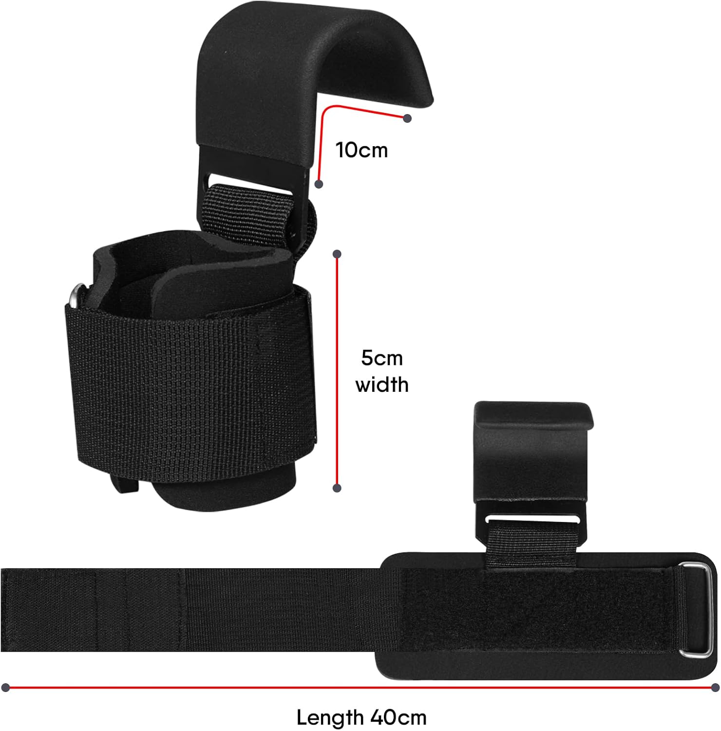 Skiennix Weight Lifting Hooks - Non-Slip Rubber Coated Grips with 7mm Neoprene Wrist Support for Strength Training
