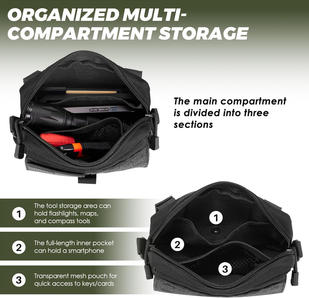 Skiennix Tactical Molle Admin Pouch - EDC Organizer with Quick-Access Zipper for Outdoor Use