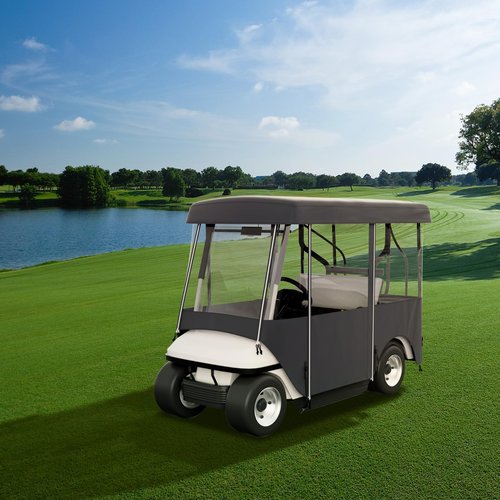 Happybuy Golf Cart Enclosure, Polyester Driving Enclosure, Club Car Covers Universal Fits for 2+2 Passenger Golf Carts, Sunproof and Dustproof Outdoor Cart Cover