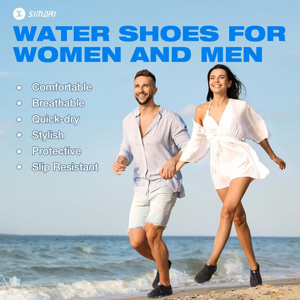 SIMARI Water Shoes - Quick-Dry Barefoot Aqua Socks for Men & Women | Lightweight Non-Slip Swim Shoes