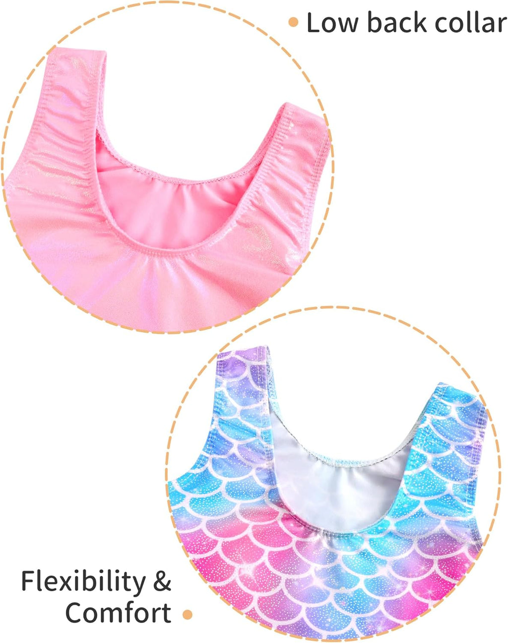 Skiennix Girls' Sparkly Gymnastics Leotard - 2 Pack Sleeveless Unitards with Shorts
