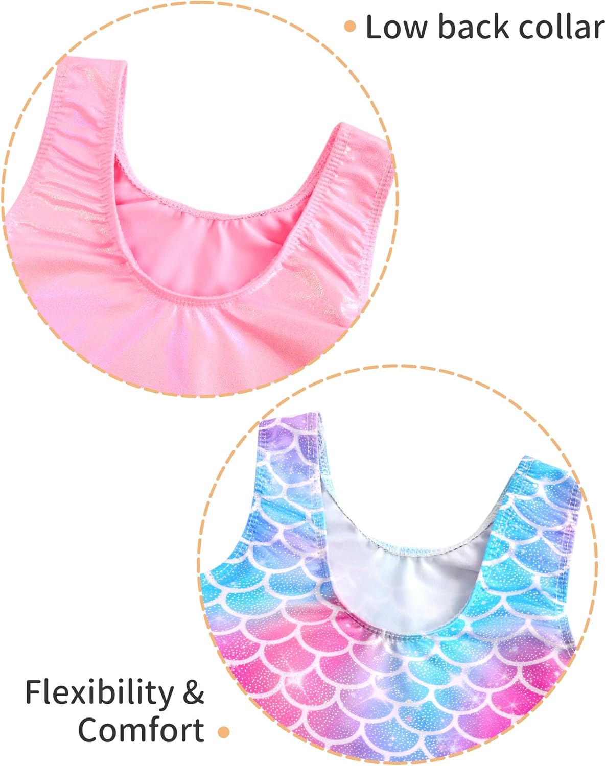 Skiennix Girls' Sparkly Gymnastics Leotard - 2 Pack Sleeveless Unitards with Shorts