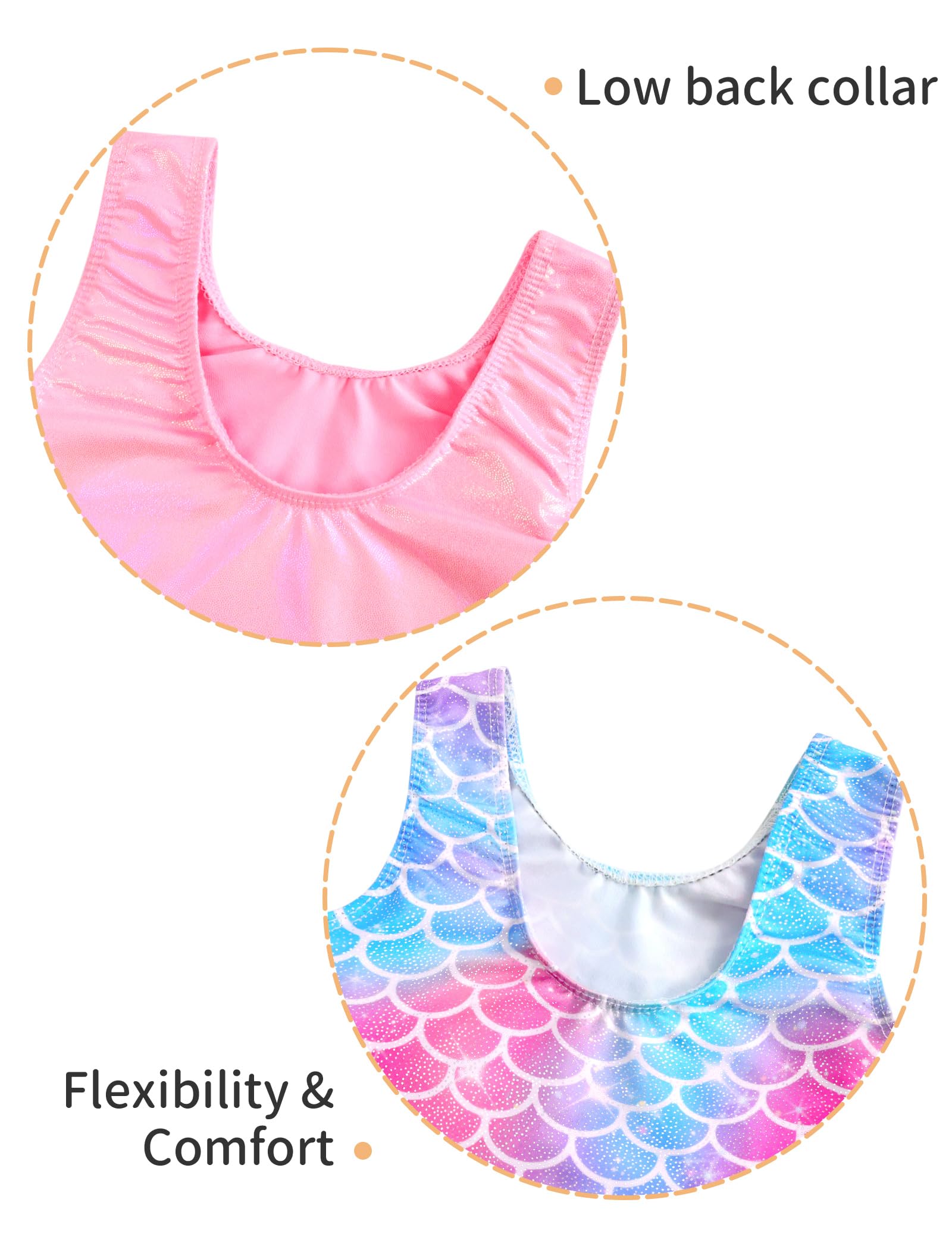 Nokecina Gymnastics Leotards for Girls Size 1-2t Pink Purple 2 Packs Sleeveless Toddler Biketards