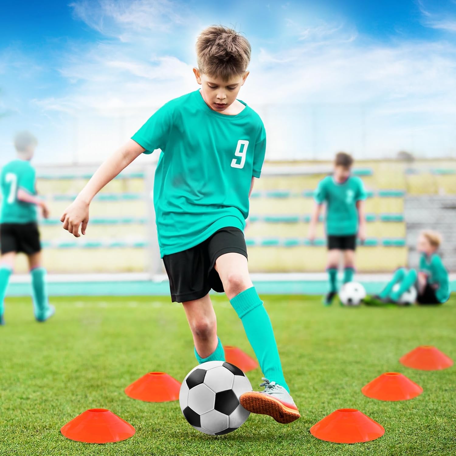 Skiennix Kids Soccer Goals - Portable 4' x 3' Training Equipment Set | Pop-Up Net with Soccer Ball