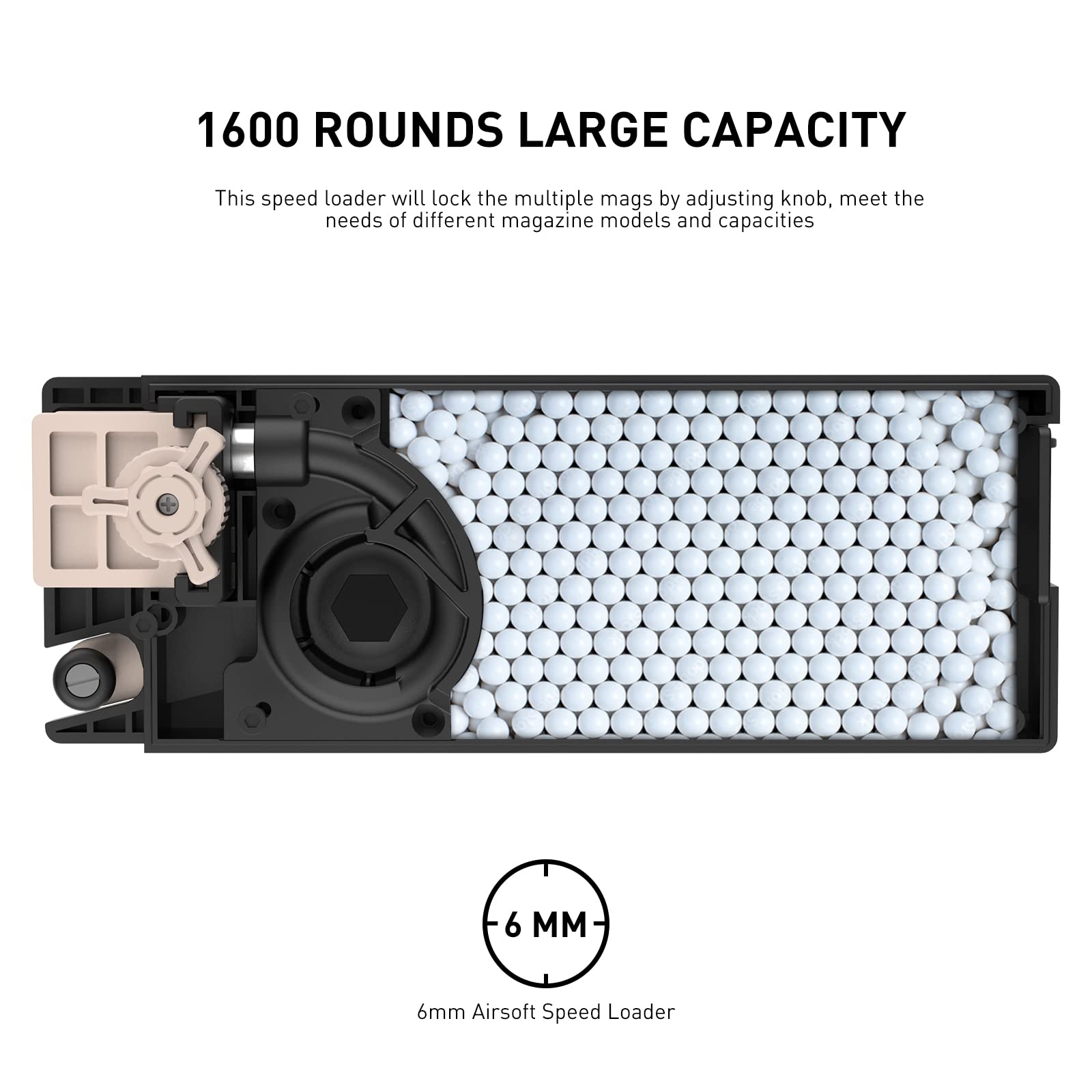 Ludex Universal 6mm Airsoft Speed Loader, Compatible for Most Mags of M4/M16/AK/MP5/G3/G36/Sterling/Famas/MP7/MK7 Series Airsoft AEG Rifles or SMGs,1600 Round Capacity Airsoft Magazines Speed Loader