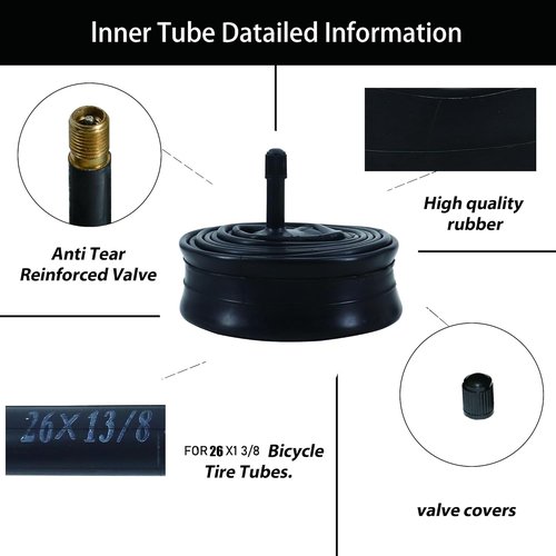 26x1 3/8 Bike Tubes by [Brand Name] - 2 Pack with AV32mm Schrader Valve for Easy Installation