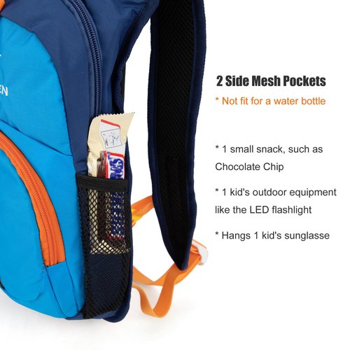 Ivygreen Kids Hydration Backpack, Hiking Backpack for Boys or Girls with 1.5L Water Bladder (Blue - Medium)