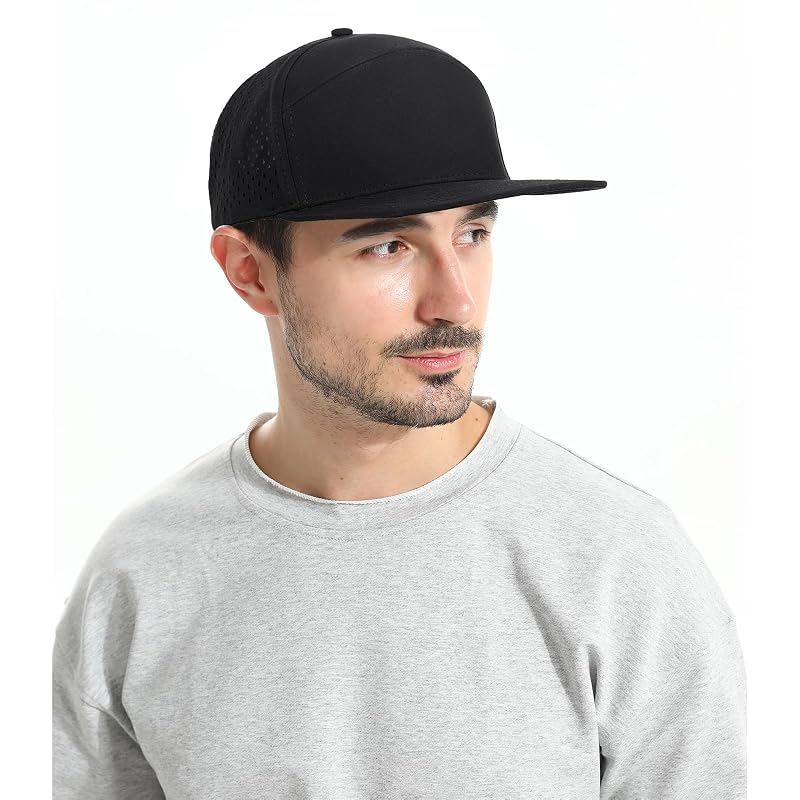 Quick Dry Flat Brim Baseball Cap - Black Master Variation