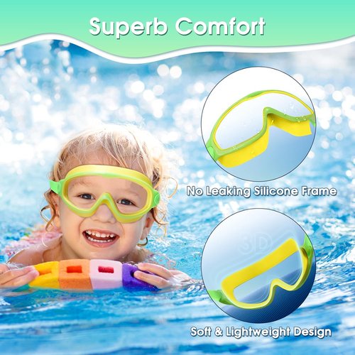 EverSport Kids Swimming Goggles - Anti-Fog Swim Goggles for Ages 3-15 | 2 Pack